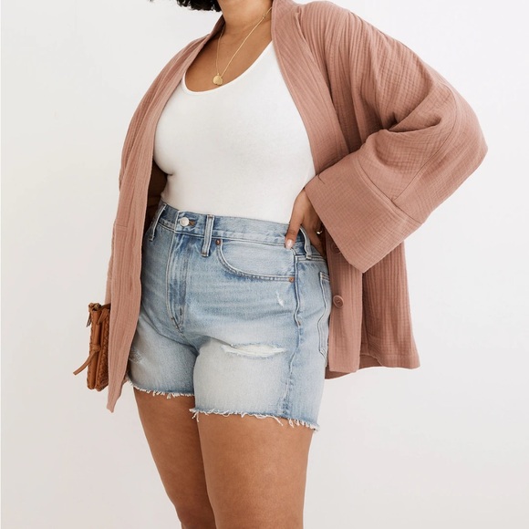 Madewell Relaxed Mid-Length Denim Shorts Steenwick Wash Ripped Edition size 28 - Picture 2 of 14